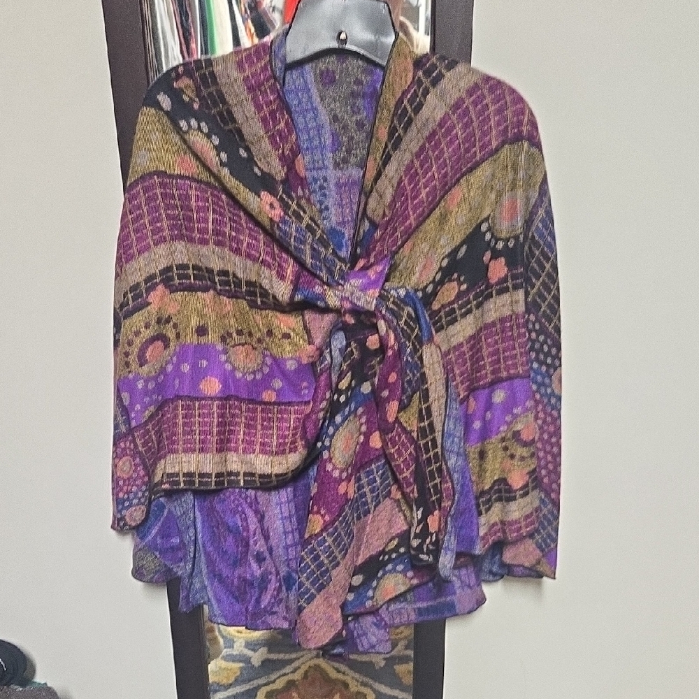 Chic Patchwork Open Front Cardigan NWT - image 5